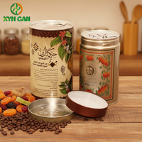 Boîte en étain ronde à double couvercle écologique et recyclable avec impression offset pour aliments, sucre, lait en poudre, café, thé (250g)