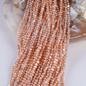 Promotion en gros de perles semi-finies en nacre d'eau douce naturelle de 3-4 mm, à trou latéral, à deux faces, légères, pour la fabrication de bijoux en perles - Product Image 3