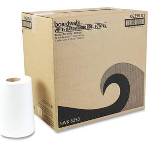 Serviettes en papier non perforées blanches 1 pli, 8 po de large, mandrin de 2 po, 350' par rouleau, qualité supérieure - Product Image 2