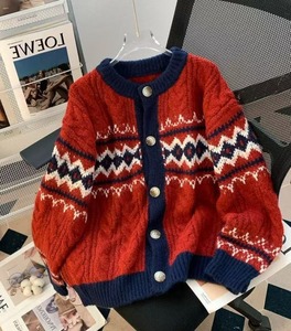 Mode hiver femmes pull torsadé Jacquard tricoté pull femmes nouvel an noël hauts en tricot 6350 # - Product Image 3