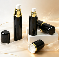 Flacon sans air personnalisé de 15 ml, 30 ml, 50 ml, couleur argentée noire, flacon pompe en plastique pour lotion, crème, emballage cosmétique