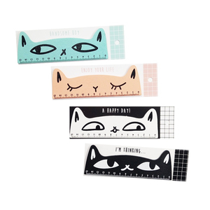 Règle en bois chat mignon, papeterie d'apprentissage, outil de mesure de précision des deux faces, 180x15cm - Product Image 1