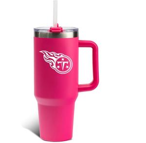 Vaso Térmico Personalizado con el Logotipo Principal de los Tennessee <span class=keywords><strong>Titans</strong></span>, Color Rosa Brillante, 40 oz, con Tapa y Pajita, para Oficina, Auto y Café - Product Image 1