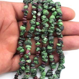 Cuentas de Zoisita Rubí en Forma de Chip, Cuentas de Piedras Preciosas Naturales Bicolor, Hilo de 17 Pulgadas y 34 Pulgadas - Product Image 4