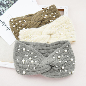 Bandeaux d'hiver pour femmes, bandeaux en perles, bandeaux chauffe-oreilles pour filles, bandeaux en tricot doux et élastiques - Product Image 5