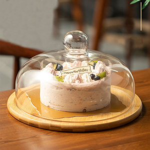Grosir Kayu Bambu Kasar Dekoratif Kejutan Natal Kue Pernikahan Berdiri dengan Kubah Kaca - Product Image 4