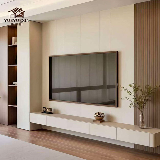 Modern Tv Cabinet Set With Coffee Table Minimalist Wood Tv Stand and Storage Cabinet Combo for Living Room Furniture