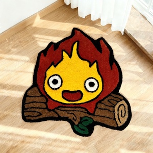 Alfombra Calcifer con Forma de <span class=keywords><strong>Castillo</strong></span> Móvil de Howl, Tapete de Anime con Diseño de Demonio de Fuego - Product Image 1