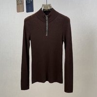 Haut en tricot demi-zippé en laine unie pour femme, coupe ajustée, col semi-montant perlé, couche de base