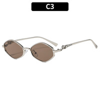 Lunettes de soleil hexagonales tendance pour femmes, style punk, monture métallique de luxe, protection UV400, design vintage classique et élégant