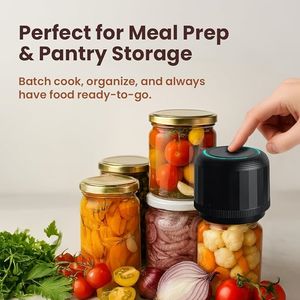 Kit de scellage sous vide pour bocaux en verre <span class=keywords><strong>électrique</strong></span> Lateal (couvercles inclus) pour bocaux à large ouverture et à ouverture standard, scelleuse sous vide portable pour bocaux - Product Image 4