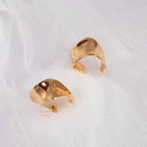 Pendientes de Botón con Textura de Papel de Aluminio Dreamshow para Mujer, Moda, Chapado en Oro de 18k, Joyería de Plata Chapada en Oro - Product Image 4