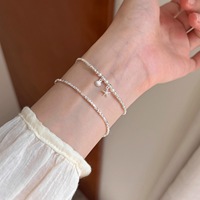 Bracelet en argent sterling 925 avec breloques océaniques mignonnes, perles et étoiles de mer, chaîne perlée, bijoux de plage pour femmes, cadeau d'été