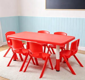 Tables et chaises de maternelle, table pour enfants, table de jeu en plastique pour bébé, table rectangulaire réglable, mobilier de maternelle - Product Image 3