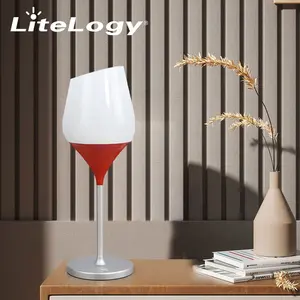 New Product Ideas 2024 Romantic Luxury Dinner Home Hotel Restaurant Dimmable Touch Battery Led Wine Glass Table Lamps