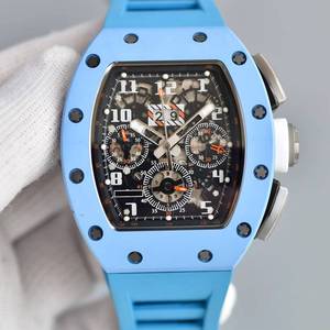 Reloj Mecánico Deportivo de Lujo para Hombre, Edición Limitada 011, Correa de Caucho y Cerámica Azul, Esfera Esqueleto, Cronógrafo - Product Image 1
