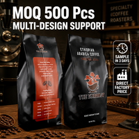 Sacs à café personnalisés noir mat à soufflets latéraux avec valve haute pour impression par gravure, thermoscellables, en PE, résistants à l'humidité, pour emballage de café