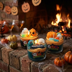 Vela Aromática de Halloween con Diseño de Fantasma y Calabaza, Aroma Suave, para Crear una Atmósfera Festiva - Product Image 1