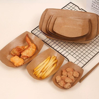 Barquette alimentaire jetable en carton kraft pré-assemblée résistante à l'huile, pour barbecue, restauration, vente à emporter, emballage en papier imprimé