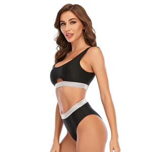 Traje de baño de una pieza ecológico para mujer Diseño digital triangular impreso Ropa deportiva transpirable de talla grande con patrón de rayas - Product Image 4