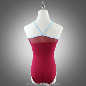 Costume de danse sans manches une pièce costume de danse tissu en nylon dessiner corde argent justaucorps gymnastique sans manches - Product Image 5