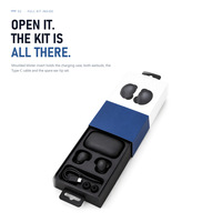 Kotak Kertas Cetak Kustom dengan Insert Plastik Blister untuk Earphone Bluetooth TWS Kemasan Daur Ulang dengan Hang Tab ODM OEM