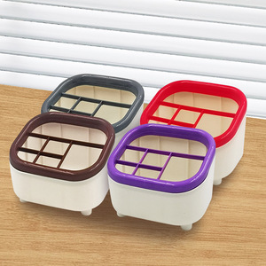 6-compartment trapezoidal pen <b>holder</b>, desktop cosmetic storage box, large capacity dressing table desktop <b>makeup</b> brush and - Product Image 1