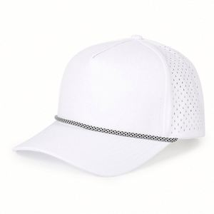 Casquette de baseball sportive imperméable en PVC et caoutchouc avec logo personnalisé, perforations découpées au laser et cordon, vente en gros - Product Image 5