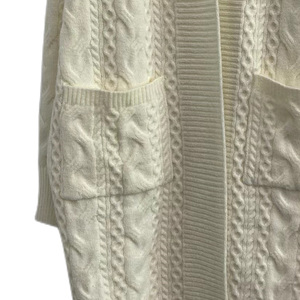 <span class=keywords><strong>Cardigan</strong></span> <span class=keywords><strong>Lungo</strong></span> da Donna Autunno Inverno con Tasche, Maglione Crema a Trecce, Apertura Frontale, Lunghezza Media, Stile Confortevole - Product Image 2