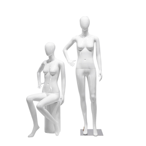 Pakaian wanita warna putih, kelas atas boneka manekin seluruh tubuh pajangan berdiri dari toko kelas atas bahan serat kaca tipe kepala - Product Image 4