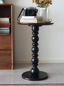 NKAHS French Style Solid Wood Round Coffee <b>Table</b> <b>Mid</b>-<b>century</b> Modern Design Eco-Friendly Living Room Furniture Bedroom Bedside - Product Image 3