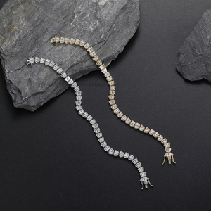 <b>Copper</b> Ladder Zircon Tennis <b>Bracelet</b>, <b>Copper</b> Zirconium Hip Hop <b>Bracelet</b> Tanjing Fashion Lijing Necklace - Product Image 3