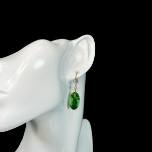 Pendientes de Jadeíta Birmana Natural de Grado A, Forma Ovalada, Pendientes de Jade de Alta Calidad para Mujer, Joyería de Jadeíta Birmana con Certificado - Product Image 6