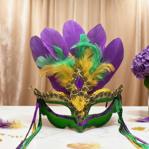 Masque de carnaval paon en plastique demi-visage avec jupe et couvre-visage et yeux pour <span class=keywords><strong>mascarade</strong></span> et spectacles sur scène DIY 40cm - Product Image 4