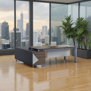 Modern Convertible MFC Small Executive <strong>Corner</strong> <strong>Desk</strong> with Organizer <strong>Compact</strong> Office Furniture - Product Image 5