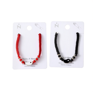 Pulsera de cuentas Angelina, roja y negra, de acero inoxidable, unisex, regalo, joyería - Product Image 1