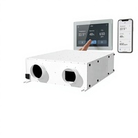 Ventilateur de récupération d'énergie ERV intelligent avec écran LCD, application WiFi, mode automatique CO2, système d'air frais, 250-6000m3 par heure
