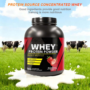 Aardbeiensmaak 25g Eiwit 40 Porties 1KG Hormoonvrij Glutenvrij Antibiotica-vrij Volwassen Spiergroei Sport Wei-eiwitpoeder - Product Image 4