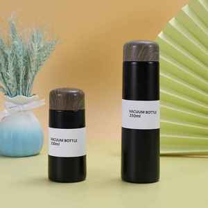 Thermos miniature en acier inoxydable 304 avec couvercle en bois de style japonais, design anti-fuite, écologique, isolation thermique de 6 à 12 heures - Product Image 2