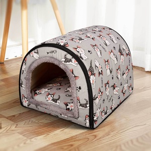 Accessoires pour animaux de compagnie, sac de couchage pour chat chaud et fermé pour l'hiver, lavable, en peluche douce, lit-caverne pour animaux de compagnie, maison de repos confortable pour chiens et chats - Product Image 5