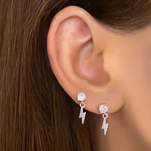 Cheap wholesale high quality brass metal lightning dangle drop earrings for women