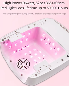 Lampe à ongles UV LED sans fil 96W, design métallique, rechargeable, sécheuse de vernis gel haute puissance pour salon - Product Image 5