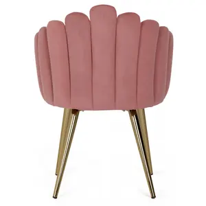 Sillón de comedor tapizado con patas de metal dorado, sillón de ocio para sala de estar, color rosa, nuevo diseño