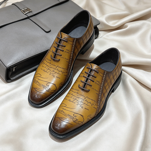 <span class=keywords><strong>Scarpe</strong></span> Oxford <span class=keywords><strong>da</strong></span> Uomo di Alta Qualità in Vera Pelle, <span class=keywords><strong>Scarpe</strong></span> Formali di Lusso per Affari con Motivo a Scritta, Calzature Maschili Eleganti - Product Image 1