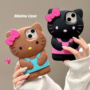 Liburan berjemur KT kucing lucu casing ponsel Drop untuk iPhone14 11 12/13pro max