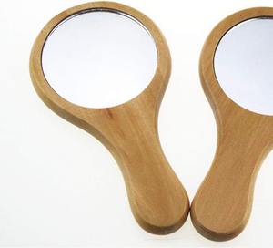 Mini Espejo de Maquillaje Portátil de Madera con Luz, Hecho a Mano, con Asa, Espejo Cosmético Redondo - Product Image 5