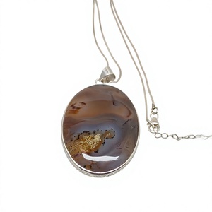 Colgante de Plata de Ley con Ágata Dendrítica Grande Hecho a Mano, Joyería Elegante, Regalo de Aniversario - Product Image 1
