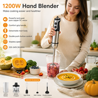 Mixeur Plongeant 5-en-1 1200W à Vitesse Variable, Moteur DC en Cuivre Pur, Boîtier en Acier Inoxydable, Conception Détachable, Anti-fuite - Vente Flash