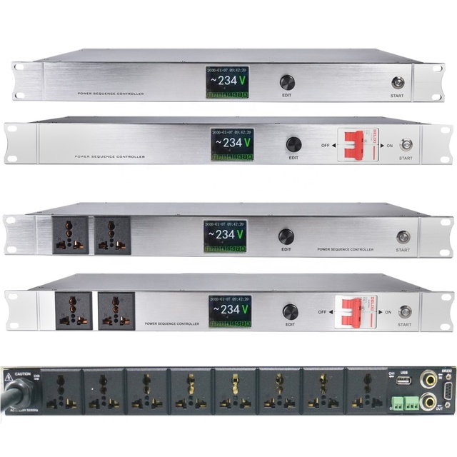 MiCWL 10 Output Rack Mount LCD Power Sequence Controller 30A 6000W Conditioner Surge Protector Power Supply Regulator Air Switch