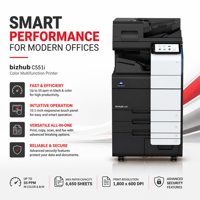 New Konica Minolta Bizhub C551i A3 Color Printer & Copier with Print/Copy/Scan Commercial Multifunction Machine